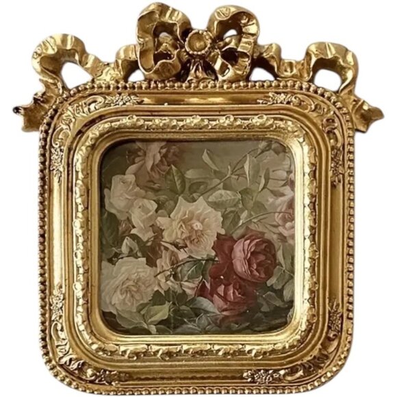 Mini Gold Ornate Photo Frame With Bow Design  - 3x3 ' B - Picture 1 of 2